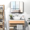 Kleankin Mirrored Medicine Cabinet 24x22 Steel Frame Wall-Mounted Double Doors White
