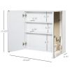 Kleankin Mirrored Medicine Cabinet 24x22 Steel Frame Wall-Mounted Double Doors White