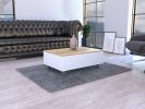 DEPOT E-SHOP Aran Lift Top Coffee Table, Storage Compartment, White / Light Oak