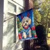 Maltipoo Christmas Reindeer House Flag Large Porch Sleeve Pole Decorative Outside Yard Banner Artwork Wall Hanging, Polyester, House Size, Multicolor