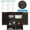 Brown bathroom cabinet with mirror