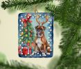 Boxer Christmas Reindeer Porcelain Ornament Christmas Tree Hanging Decorations for Home Christmas Holiday, Rectangle, Gift, Multicolor