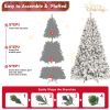 8FT Flocked Christmas Tree with 700 UL Lights and 54 Natural Pine Cones Ã¢â‚¬â€œ Snowy PVC Tips, 1754 Tips, Hinged Structure, Stable Metal Stand