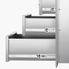 Outdoor Kitchen Drawers 18.11"W x 23.23"D x 23.23"H, Triple-Access Stainless Steel BBQ Drawers with Handles
