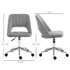 HOMCOM Executive Mid Back Office Chair Thick Padding High-End Gas Lift Sturdy Base Velvet Fabric Gray