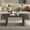 American Vintage Industrial Coffee Table, Premium Reclaimed Wood Texture Rectangular Design, Double-Tier Structure with Rustic Finish