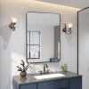 24x32 Inch Rectangular Wall Mount Bathroom Mirror, Black Metal Framed Vanity Mirror for Bathroom Decor