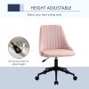 Vinsetto Velvet Swivel Mid-Back Office Chair Scallop Design Home Office Pink