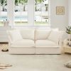 Modern Slipcovered 2-Seat Sofa Couches for Living Room, 2 Seater Sofa, Plain Chenille Deep Seat Sofa with Upholstered Cushion&Detachable Cover