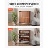 Shoe Cabinet with 2 Flip Drawers, Mid-Century Shoes Storage Cabinet with Anti-Tipping Device, Freestanding Fluted Shoe Organizer, Ideal for Entrance