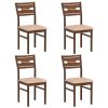 2 PCS Solid Rubber Wood Dining Chairs Set , Farmhouse Style Upholstered Armless Chairs with Hollow Back