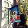 Pekingese Christmas Reindeer House Flag Large Porch Sleeve Pole Decorative Outside Yard Banner Artwork Wall Hanging, Polyester, House Size, Multicolor