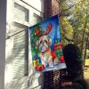 Shih Tzu Christmas Reindeer House Flag Large Porch Sleeve Pole Decorative Outside Yard Banner Artwork Wall Hanging, Polyester, House Size, Multicolor