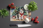 NEW Alaskan Malamute Cozy Christmas Glass Cutting Board Decorative Tempered Glass Kitchen Cutting and Serving Board Large Size Chopping Board