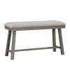 4PC Counter Height Dining Set Light Gray Finish Counter Height Table with Bench 2x Stools Foam Cushioned Seats Kitchen Dining Breakfast Furniture