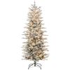 6ft Tall Prelit Artificial Christmas Tree Holiday DÃ©cor with 636 Snow Flocked Branches, 250 Warm Yellow Clear Lights, Auto Open, Extra Bulb