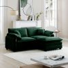Two-Seater Sofa with One Footrest, L-Shaped 2-Seater Sofa with Ottoman for Small Living Spaces,Green Corduroy