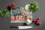 NEW Airedale Terrier Cozy Christmas Glass Cutting Board Decorative Tempered Glass Kitchen Cutting and Serving Board Large Size Chopping Board