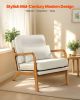 Mid-Century Modern Accent Chair Linen Fabric Armchair with 5.7 in Cushion