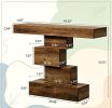 Rustic Brown 42.5 Inch Farmhouse Console Industrial Geometric Sofa Table for Hallway Entrance