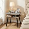 Side Table Faux Marble End Table with Storage Shelves and Rubber Wood Legs