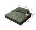 Convertible combination sofa, corduroy fabric, fluffy modern sleeper sofa chair, oversized combination living room double lounge chair, Green