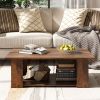 Large 41 Inch 2-tier Wooden Modern Coffee Table with Storage Shelf
