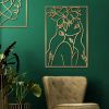 4 Pack Gold Wall Art Decor, Female Flower Face Lover Minimalist DÃƒÂ©cor Single Line Art Wall DÃƒÂ©cor, Real Metal Wall Art