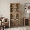 70.8 Inch Wooden Kitchen Pantry Cupboard Storage Cabinet with 4 Slatted Doors for Home Organization