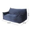 Fila Velveteen 2-Seater Oversized Bean Bag Chair with Armrests, Dark blue