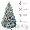 HOMCOM 7.5ft Tall Prelit Artificial Christmas Tree Holiday DÃ©cor with 1149 Snow Flocked Branches, 550 Warm White or Colorful LED Lights, Steel Base