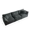 Mid-Century Modern Couch 3-Seater Sofa with 2 Armrest Pillows and 3 Toss Pillows, Couch for Living Room Gray Chenille