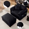 Oversized 57.48" Recliner Chair with Movable Ottoman - Soft Chenille Upholstered Indoor Lounge Chair for Living Room or Bedroom,DIY Combination,Black