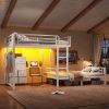 Full over Full Size with 8 Storage Drawers,Built in Bunk bed with Shelves,Bunk bed with Study Desk,Garment Hanging Rod and detachable hanging USB