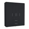 Bariloche Wardrobe, Multi-Section Storage with Hanging Rods, Shelves, and 2 Drawers