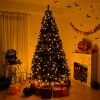 6 FT Pre-lit Artificial Christmas Tree, Hinged Xmas Pine Tree with 900 Branch Tips, 250 Lights and Remote Control for Holiday Party Office Home, Black