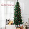 HOMCOM 8' Tall Unlit Slim Fir Artificial Christmas Tree with Realistic Branches, and 1168 Tips, Green