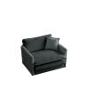 Comfy Deep Single Seat Sofa Upholstered Reading Armchair Living Room Chair Gray Chenille Fabric , 1 Toss Pillow