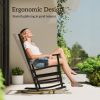 Outsunny Porch Perfection: Black Slatted Wooden Rocking Chairs with Armrests for Balcony