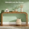 Farmhouse Wood Sofa Table,Narrow Side Table,Curved Design Coffee Table