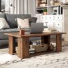 Large 41 Inch 2-tier Wooden Modern Coffee Table with Storage Shelf