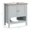 Kleankin Under Sink Bathroom Cabinet Vanity Unit Adjustable Shelf Pedestal Design Grey
