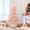 6ft Pink Artificial Christmas Tree Hinged Full Fir Tree with Metal Stand