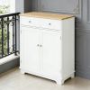 Kitchen Storage Cabinet, Sideboard Floor Cupboard with Wood Top