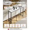 Marble Console Table, Modern Narrow Long Console Table with Power Outlet, Thin Sofa Side Table with Iron Tubes