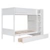 Twin over Twin Bunk Bed With 2 Drawers and Multi-layer Cabinet, White
