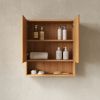 TOBI 26" Wall-Mounted Striped Bathroom Cabinet, with Doors, Shelf and Open Storage Compartment Over The Toilet Storage Cabinet for Bathroom, Kitchen