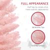HOMCOM 6ft Tall Pencil Prelit Artificial Christmas Tree Holiday DÃ©cor with 360 Colorful Surface Branches, 200 Colorful LED Lights, Pink