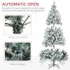HOMCOM 6ft Tall Prelit Artificial Christmas Tree Holiday DÃ©cor with 607 Snow Flocked Branches, 350 Warm White or Colorful LED Lights, Steel Base