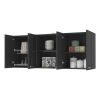 Shelton 59-inch Two Center Glass Doors Wall Cabinet Black Wengue
